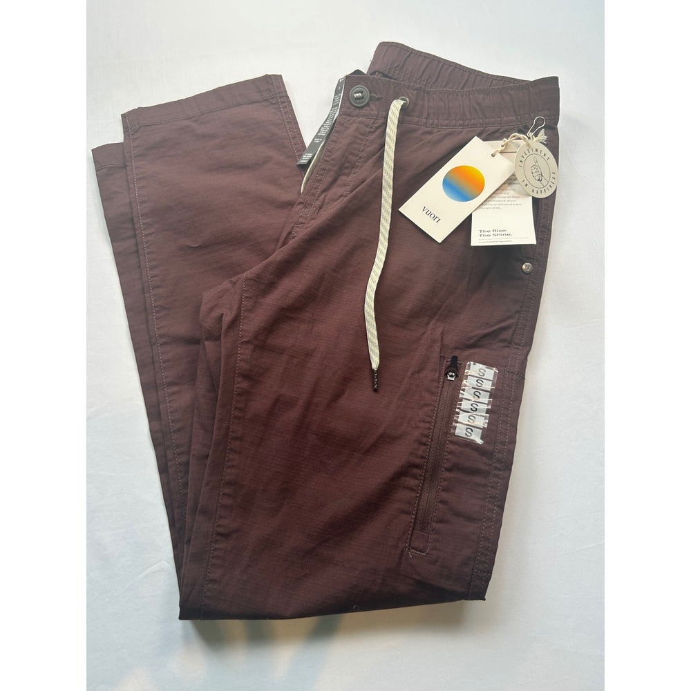 Vuori Ripstop Pant Women Small Mahogany Brown Organic Cotton Stretch VW401